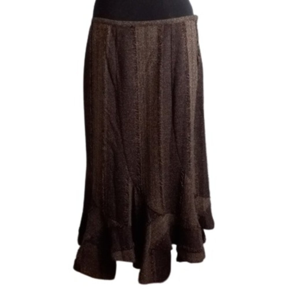 Talk Of The Walk 14 Skirt Fringe Assymetrical Brown Atlantic City Boutique